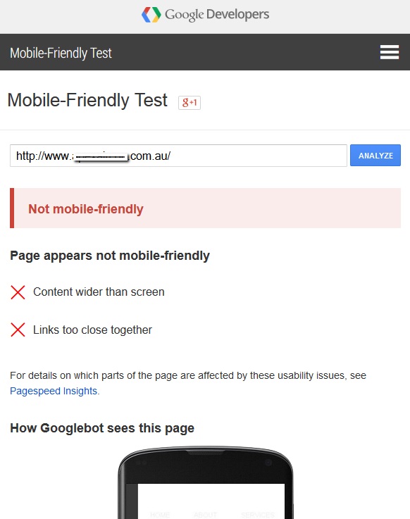 not mobile friendly example